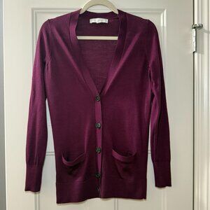 Loft cardigan button up v-neck burgundy small lightweight